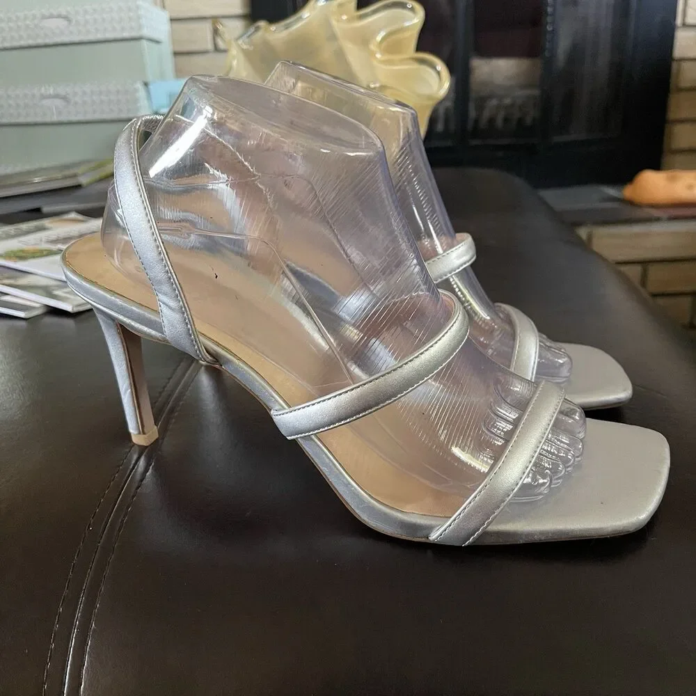 Women's Nala Pump Heels Silver- A New Day Size 11 Square Toe